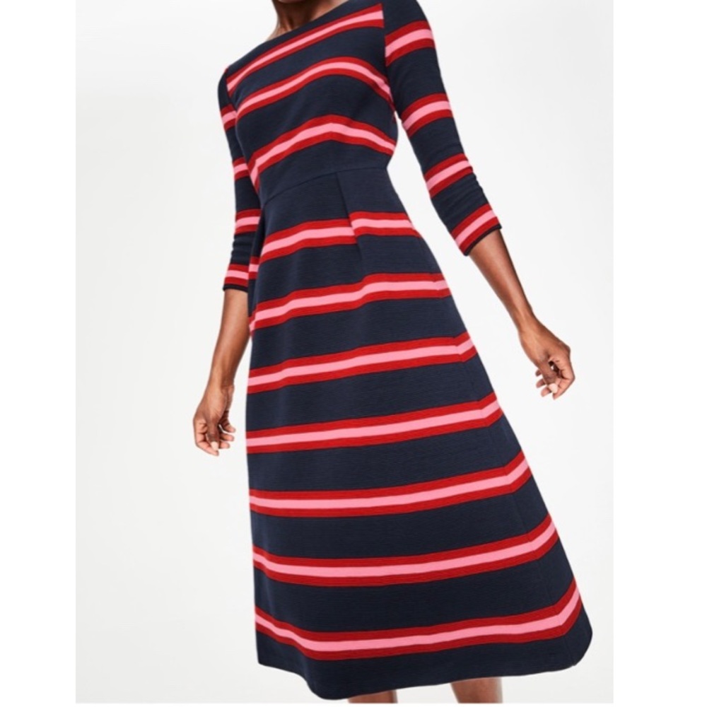 Boden Alma Ottoman Midi Dress Navy Poinsettia